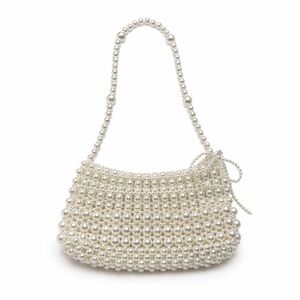 Pearl Beaded Shoulder Bag - Elegant Ivory